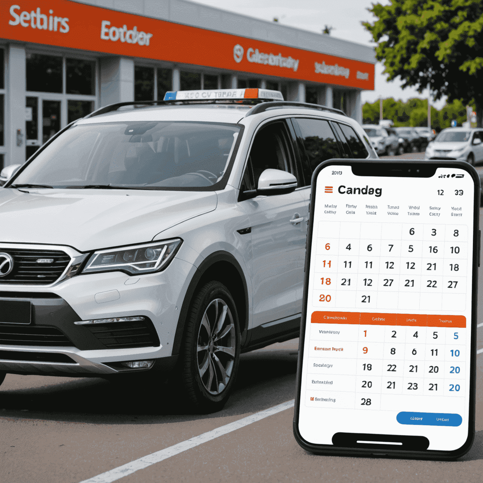 Calendar interface for booking vehicle inspection appointment