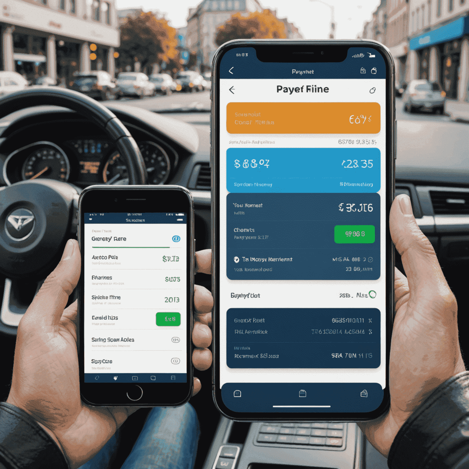 Payment interface showing vehicle fines and payment options